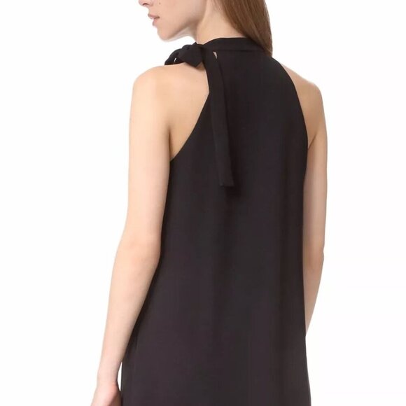Theory Espere Tie Neck Sleeveless Admiral Crepe Dress Black - Size 6 - Picture 4 of 6